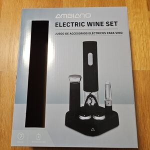 Modern Black and Silver Electric Wine Opener Set NWOT